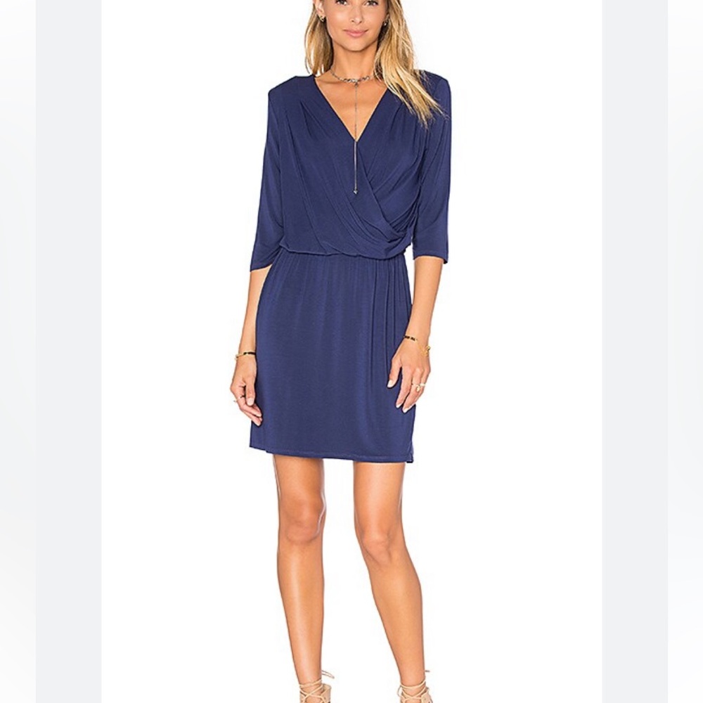 Krisa brand Deep V Surplice Dress in Sea size small
